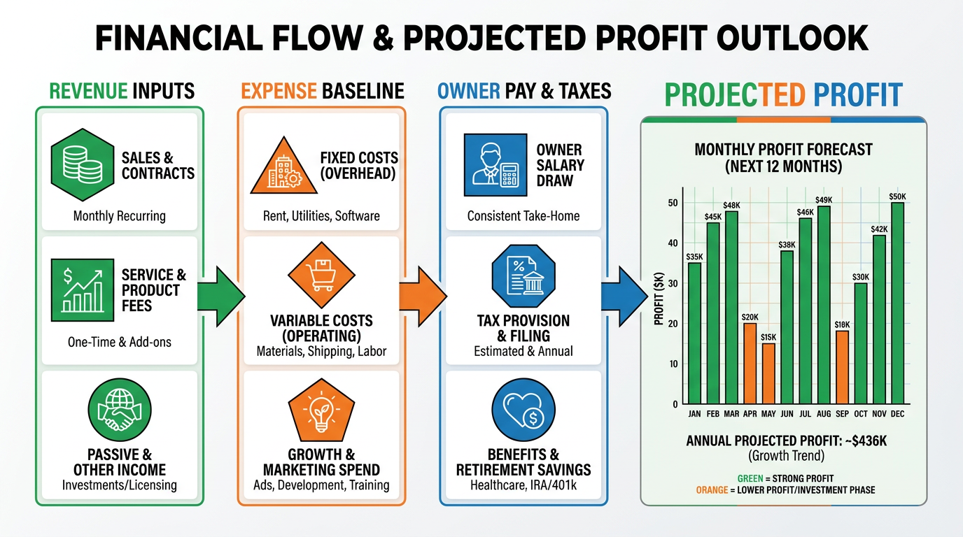 Copy of three-lane-financial-flow-projected-profit