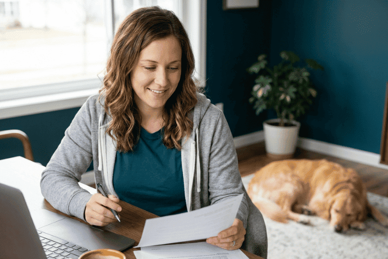confident-consultant-reviewing-documents-home-desk.