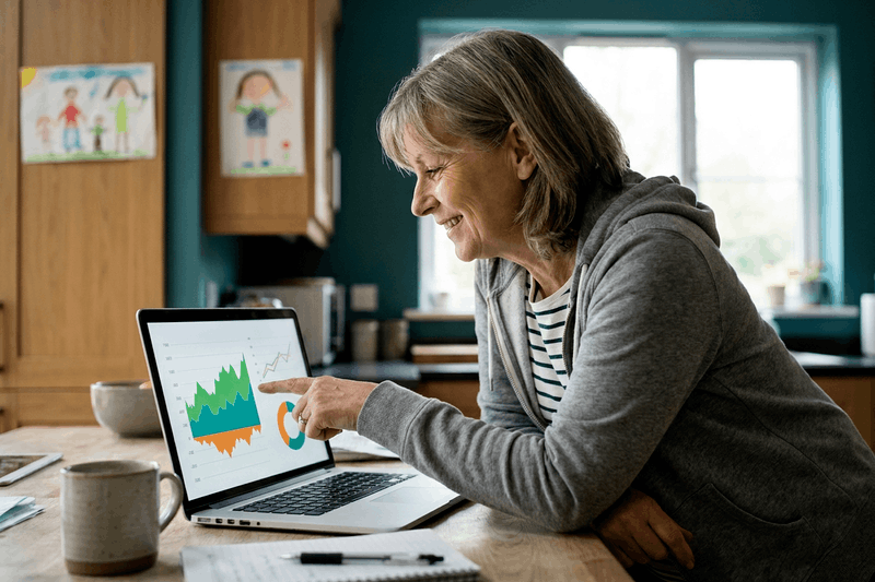 Female solopreneur checking tax due