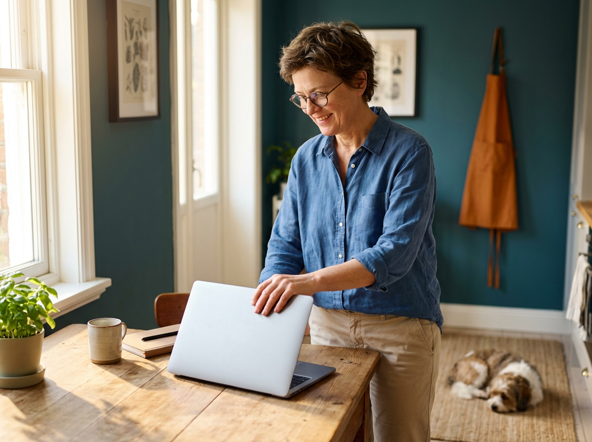 Solopreneur working in a home office