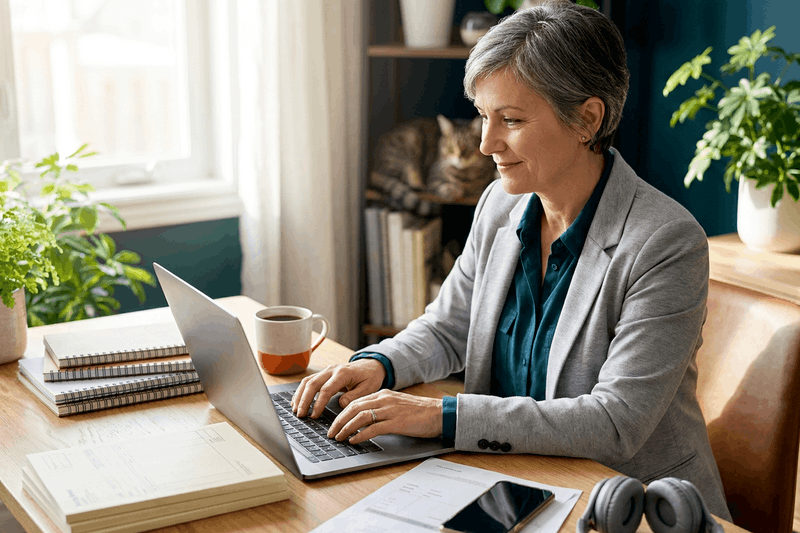 Consultant working in her home office