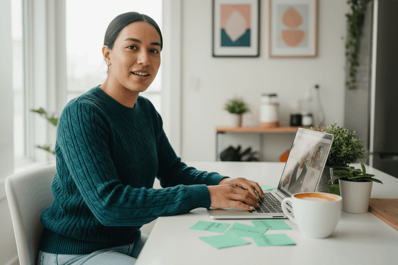woman sitting at a desk