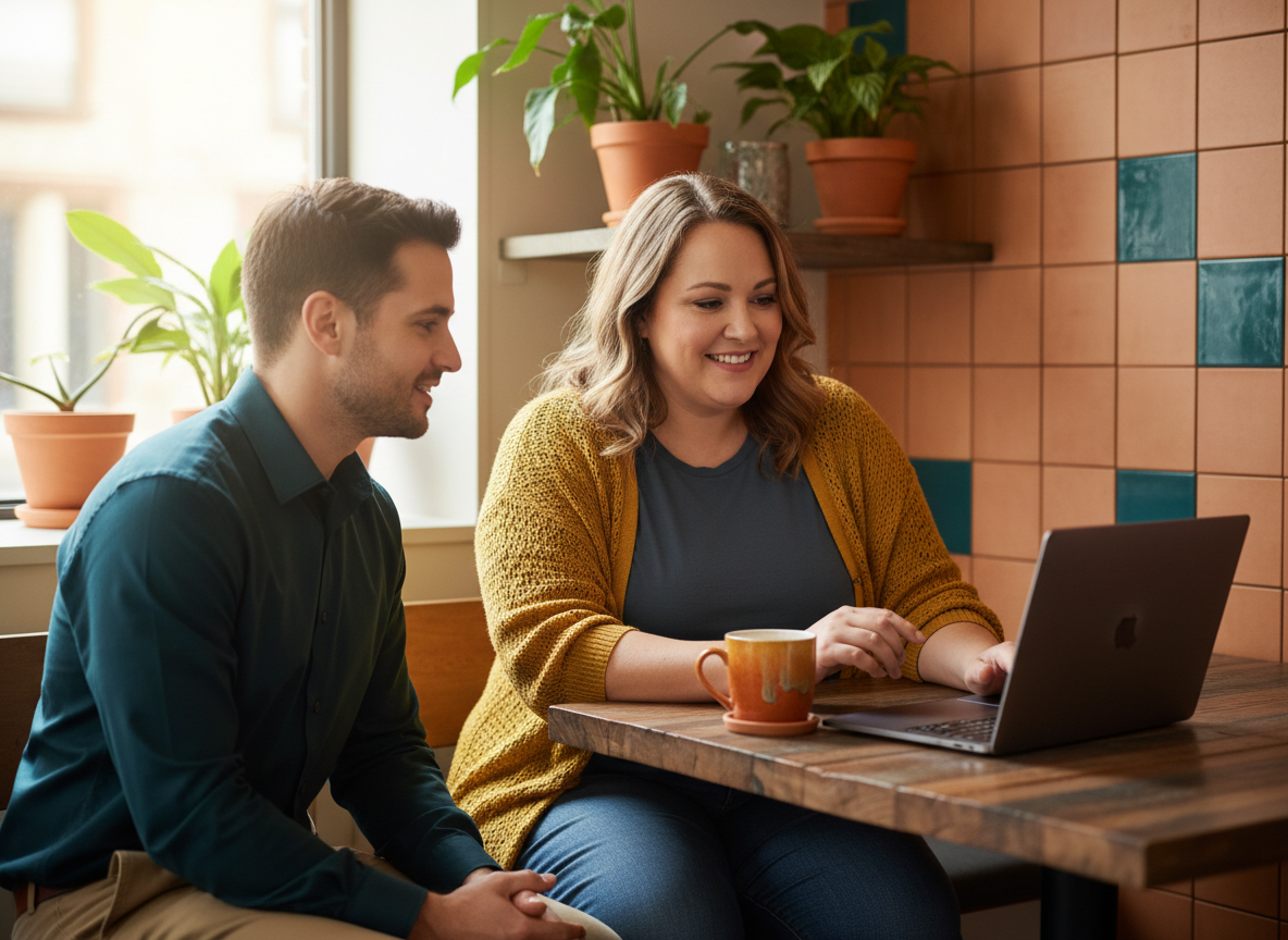 A client and advisor doing taxes on a laptop together