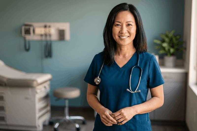 healthcare provider standing in a clinic