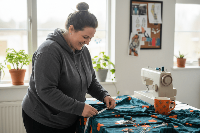 woman designer working on a sewing project