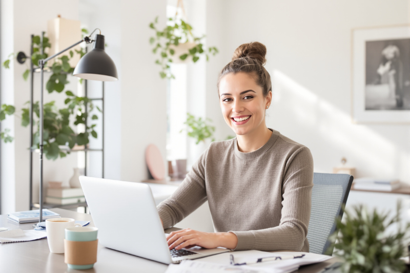 A freelancer working in a home office