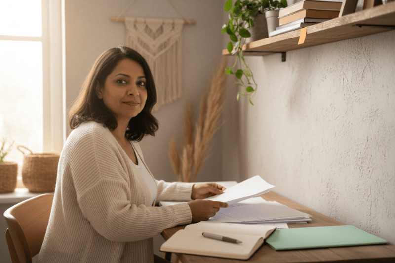 Women sat in a cozy home office