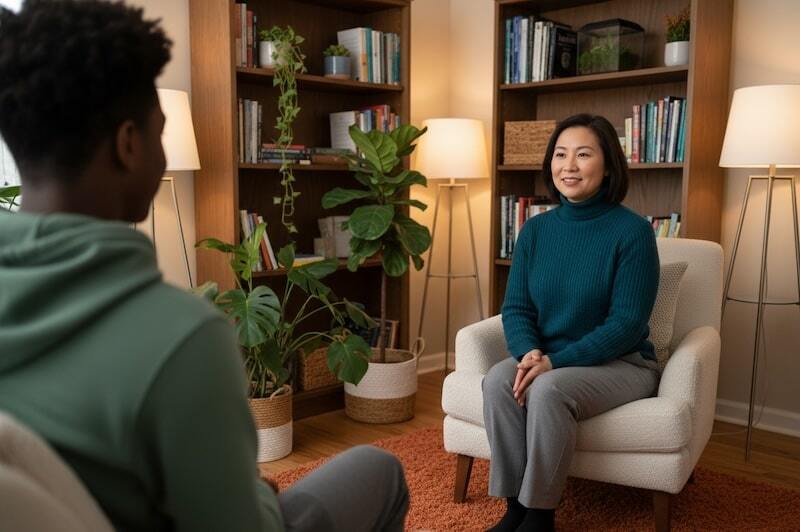 A client and business professional in a meeting