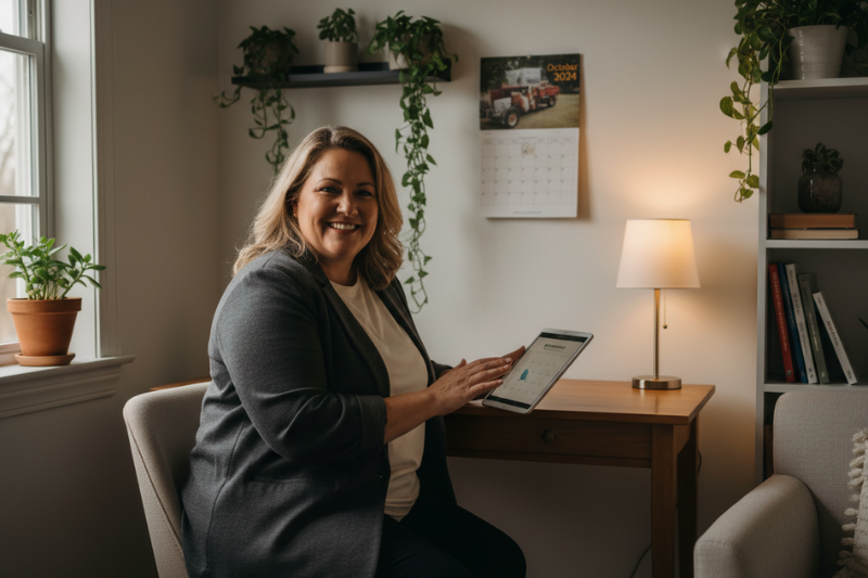 A tutor on a video call