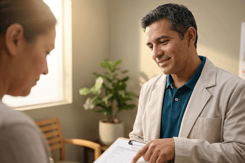 provider reviewing patient chart with the patient
