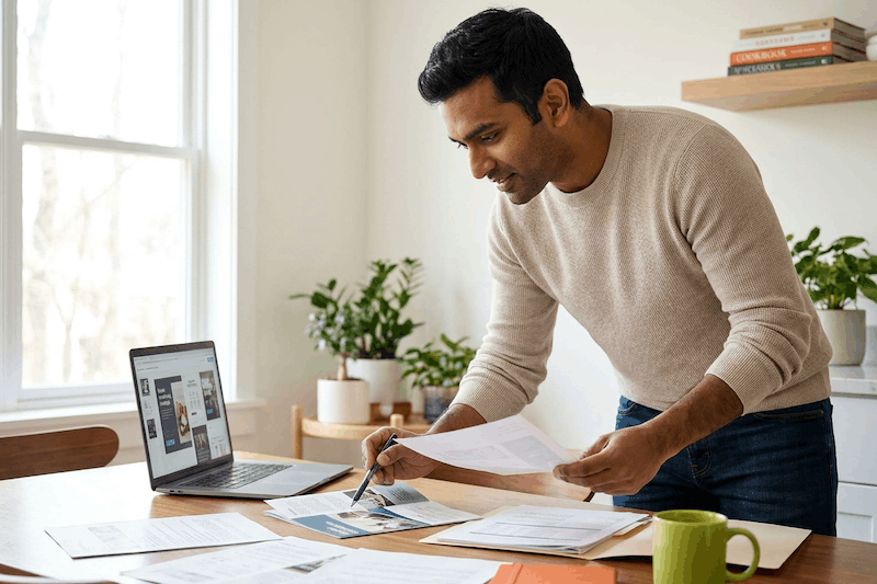 real estate agent reviewing contracts