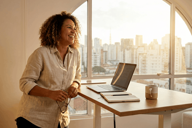 Solo business owner happy about business