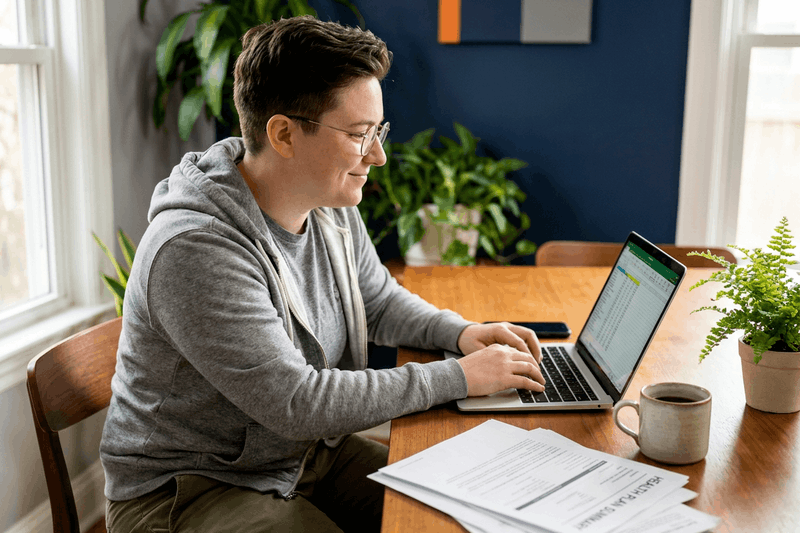 Solo business owner filling up forms