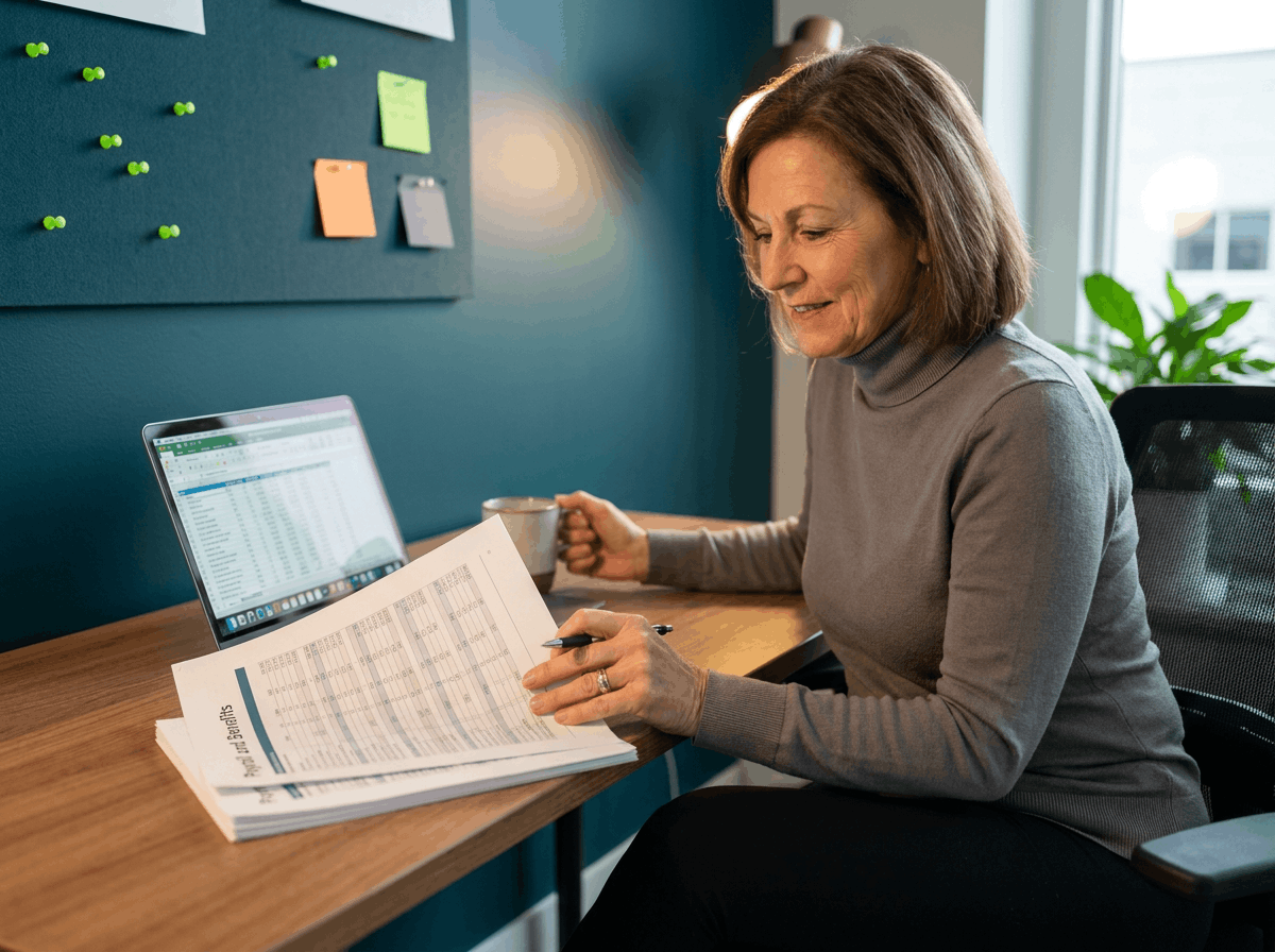 Woman reading documents