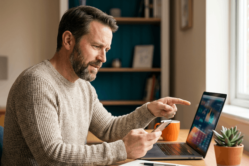 Man talking to a laptop